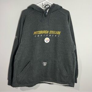 Reebok Pittsburgh Steelers Football Gray Pullover Sweatshirt Hoodie Mens Medium